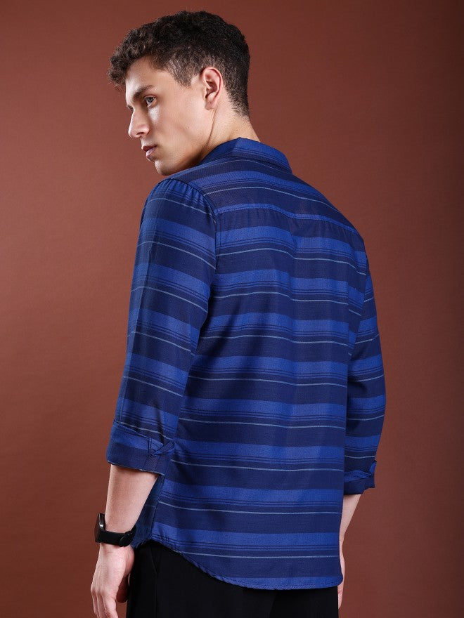 Highlander Men Navy Blue Slim Fit Shirt - Navy Blue - Image 3