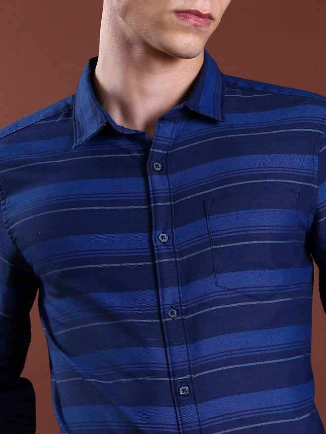 Highlander Men Navy Blue Slim Fit Shirt - Navy Blue - Image 5