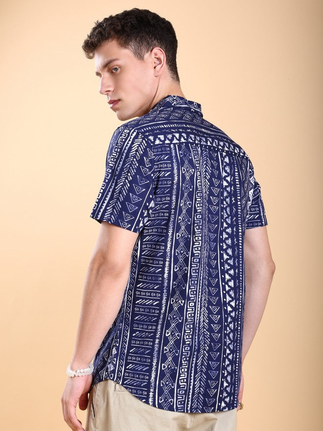 Highlander Men Navy Slim Fit Shirt - Navy Blue - Image 3