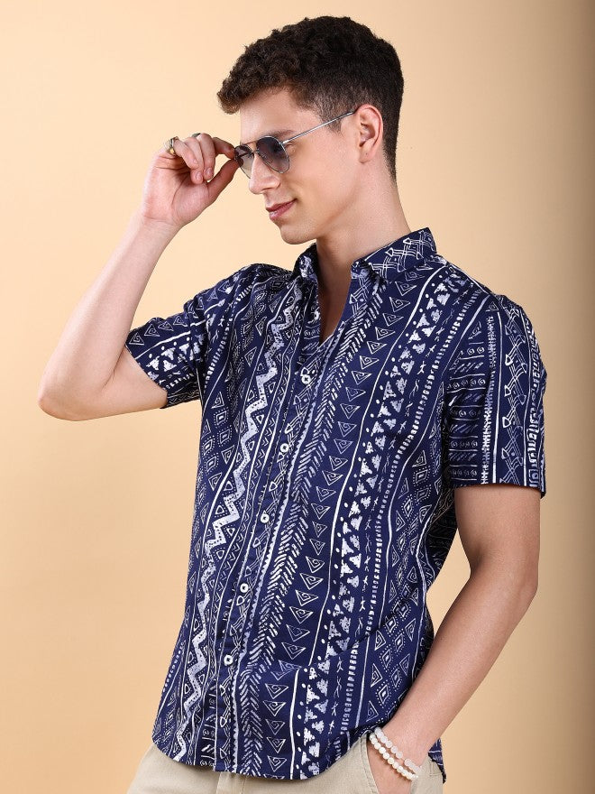 Highlander Men Navy Slim Fit Shirt - Navy Blue - Image 4