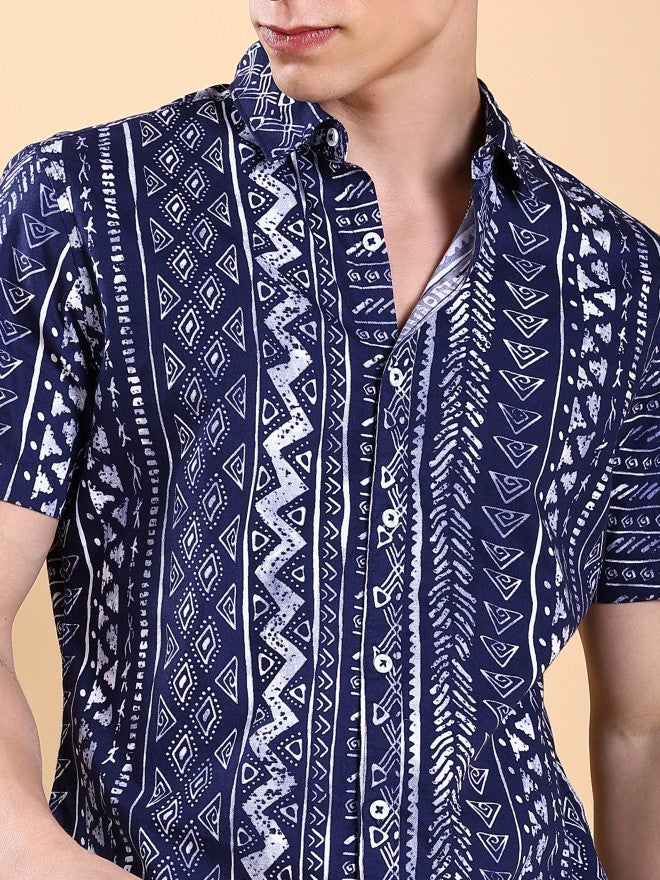Highlander Men Navy Slim Fit Shirt - Navy Blue - Image 5