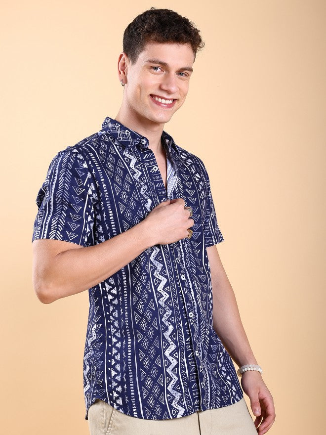Highlander Men Navy Slim Fit Shirt - Navy Blue - Image 6