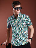 Highlander Men Green Printed Slim Fit Casual Shirt - Green - Image 1