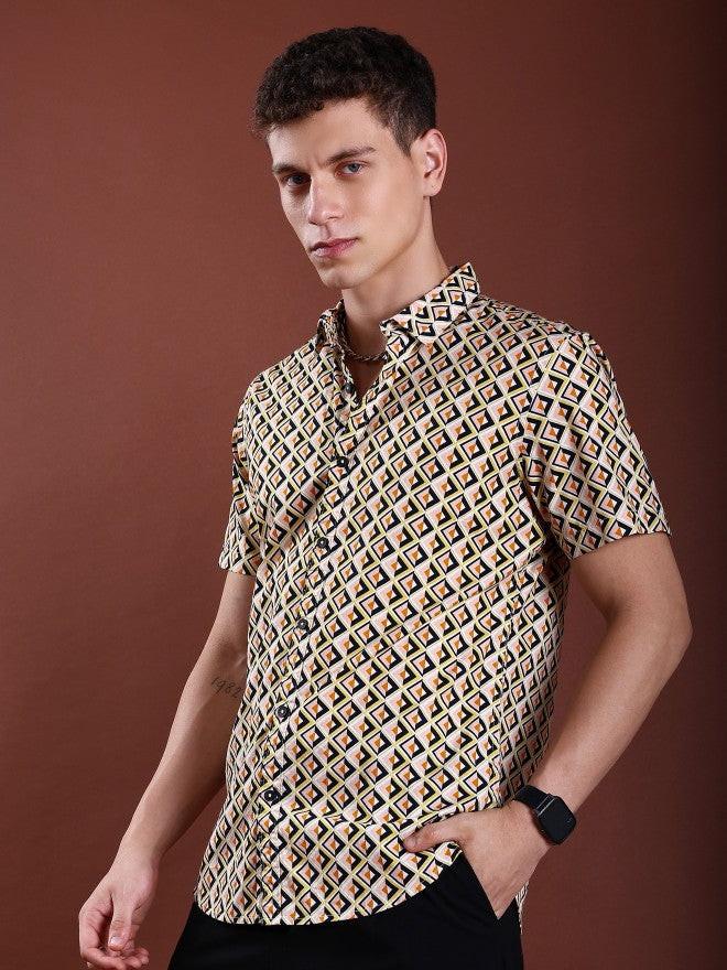 Highlander Men Peach Slim Fit Shirt - Peach - Image 4