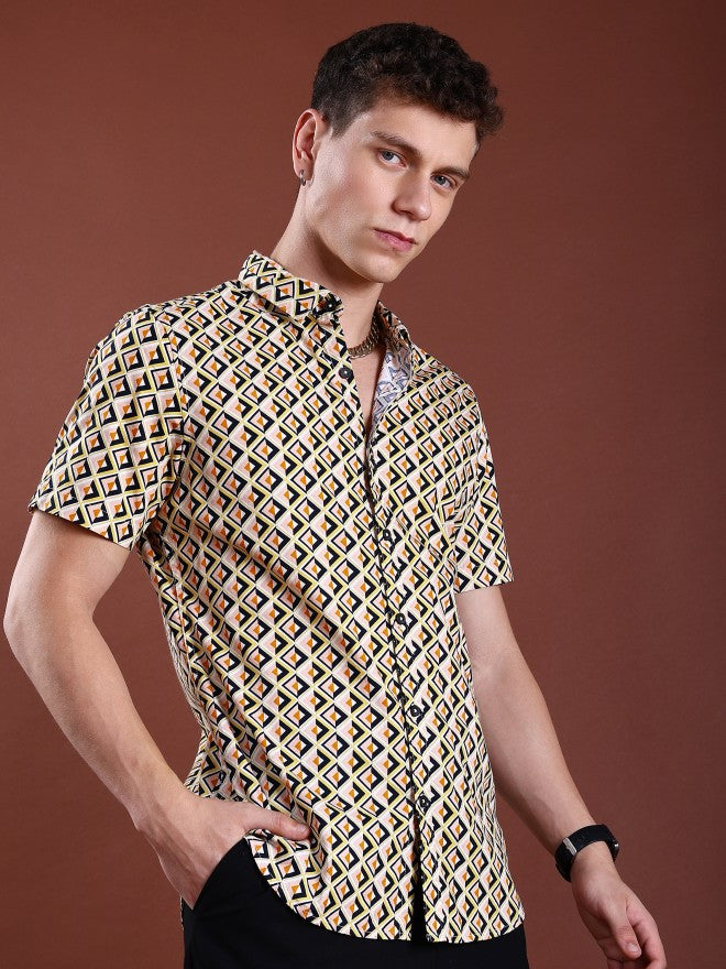 Highlander Men Peach Slim Fit Shirt - Peach - Image 6