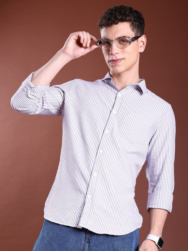 Highlander Men Lavender Slim Fit Shirt - Lavender - Image 1