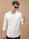 Highlander Men White/Blue/Red Slim Fit Casual Shirt - White - Image 1