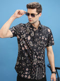Highlander Men Black Printed Slim Fit Casual Shirt - Black - Image 1