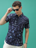 Highlander Men Navy Slim Fit Casual Shirt - Navy Blue - Image 1