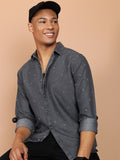 Highlander Men Grey Printed Slim Fit Casual Shirts - Grey - Image 1