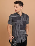 Highlander Men Grey/White Printed Slim Fit Casual Shirt - Grey - Image 1