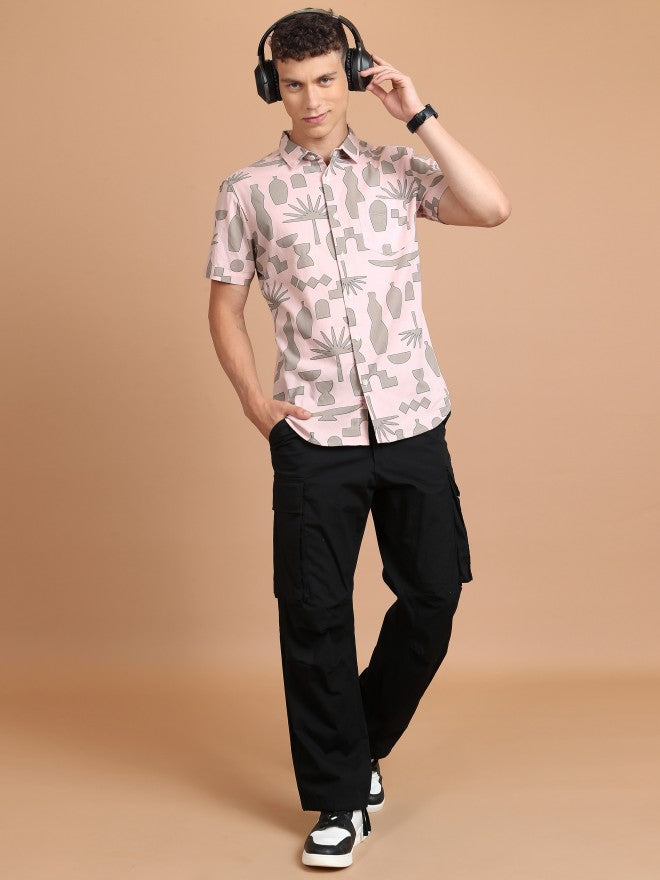 Highlander Men Pink Printed Slim Fit Casual Shirt - Pink - Image 2