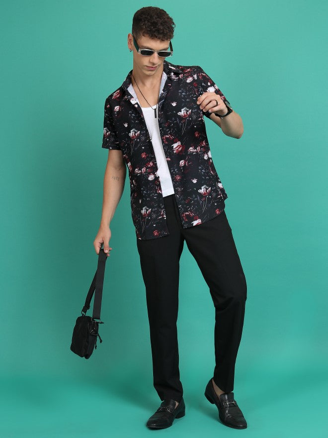 Highlander Men Black Printed Slim Fit Casual Shirt - Black - Image 2