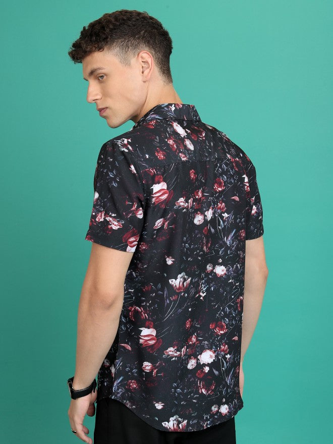 Highlander Men Black Printed Slim Fit Casual Shirt - Black - Image 3