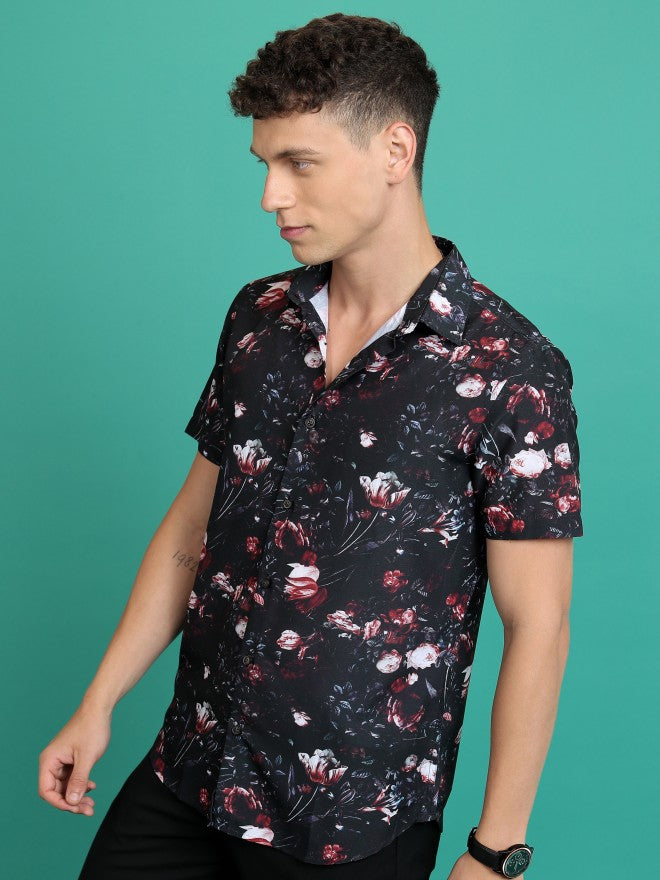 Highlander Men Black Printed Slim Fit Casual Shirt - Black - Image 4