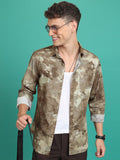 Highlander Men Olive/Khaki Printed Slim Fit Casual Shirt - Olive - Image 1