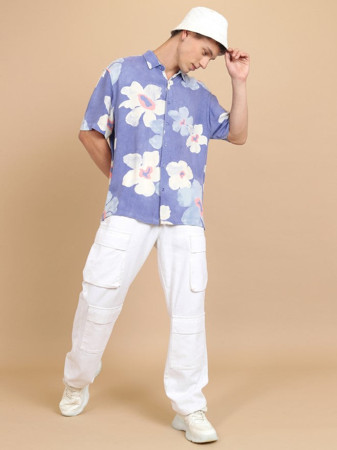 Highlander Men Light Blue Printed Slim Fit Casual Shirt - Blue - Image 2