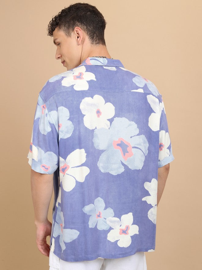 Highlander Men Light Blue Printed Slim Fit Casual Shirt - Blue - Image 3