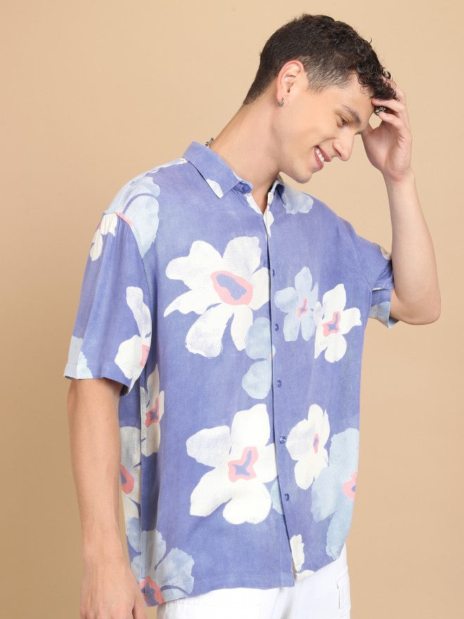 Highlander Men Light Blue Printed Slim Fit Casual Shirt - Blue - Image 6