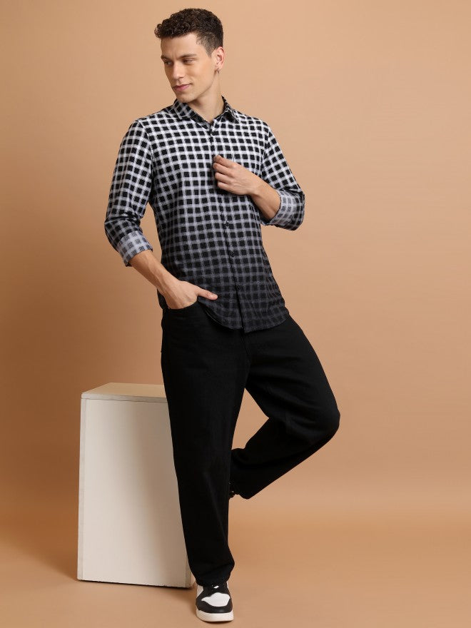 Highlander Men Black Checked Slim Fit Casual Shirt - Black - Image 2