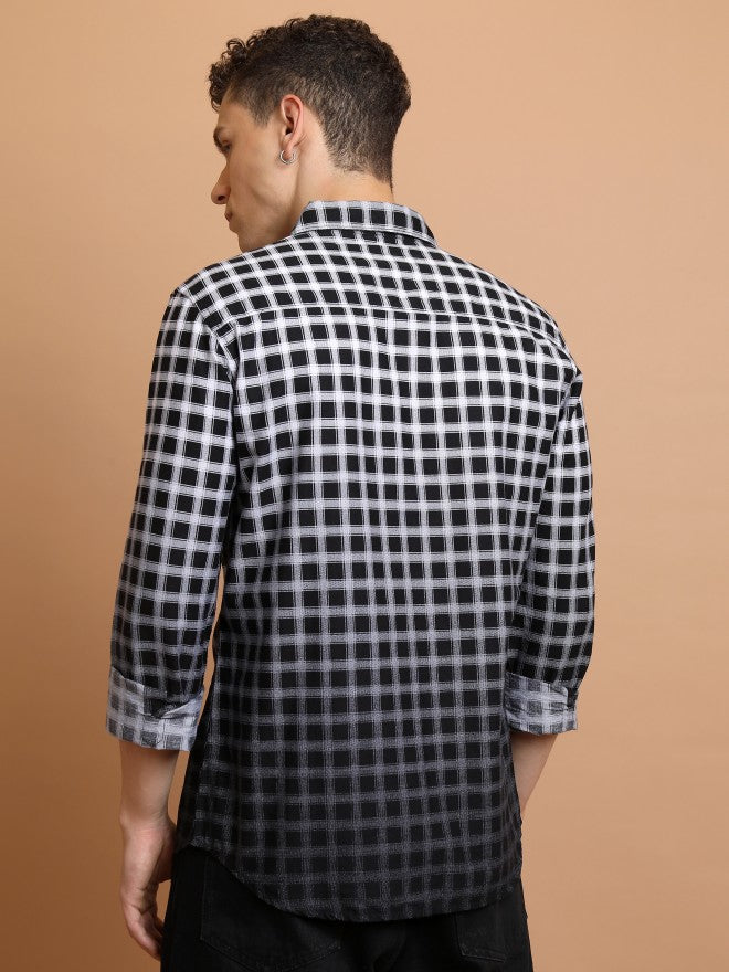 Highlander Men Black Checked Slim Fit Casual Shirt - Black - Image 3