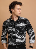 Highlander Men Black Printed Slim Fit Casual Shirt - Black - Image 1
