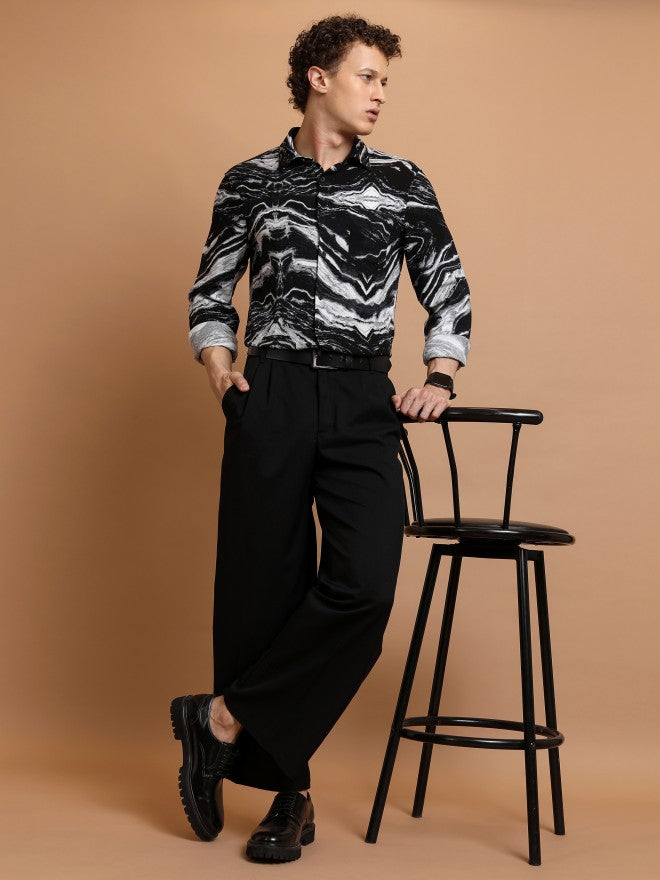 Highlander Men Black Printed Slim Fit Casual Shirt - Black - Image 2