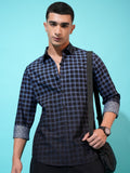 Highlander Men Blue Checked Slim Fit Casual Shirt - Blue - Image 1