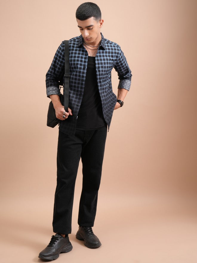 Highlander Men Blue Checked Slim Fit Casual Shirts - Blue - Image 2