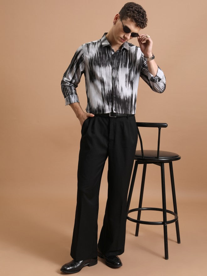 Highlander Men Black Printed Slim Fit Casual Shirt - Black - Image 2