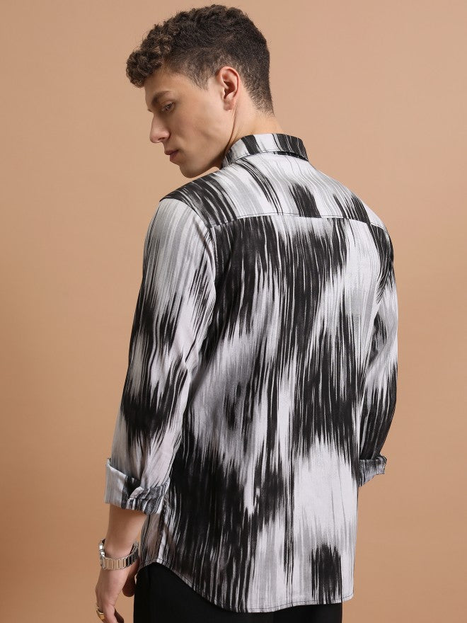 Highlander Men Black Printed Slim Fit Casual Shirt - Black - Image 3