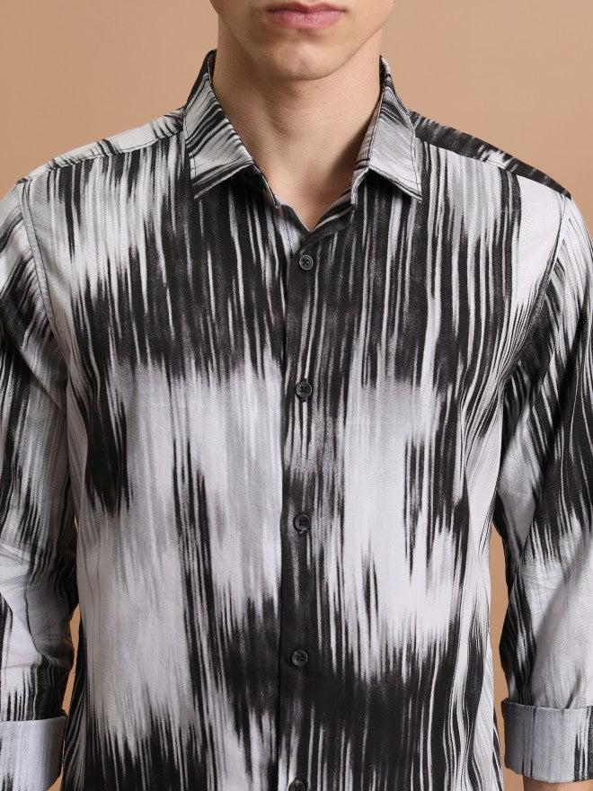 Highlander Men Black Printed Slim Fit Casual Shirt - Black - Image 5