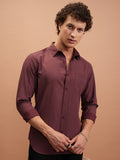Highlander Men Maroon Printed Slim Fit Casual Shirt - Maroon - Image 1
