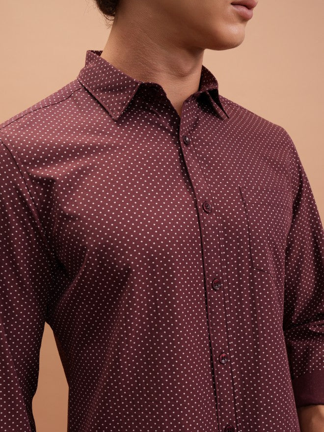 Highlander Men Maroon Printed Slim Fit Casual Shirt - Maroon - Image 5