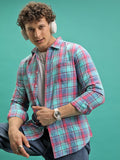 Men Checked Casual Shirt - Pink - Image 1