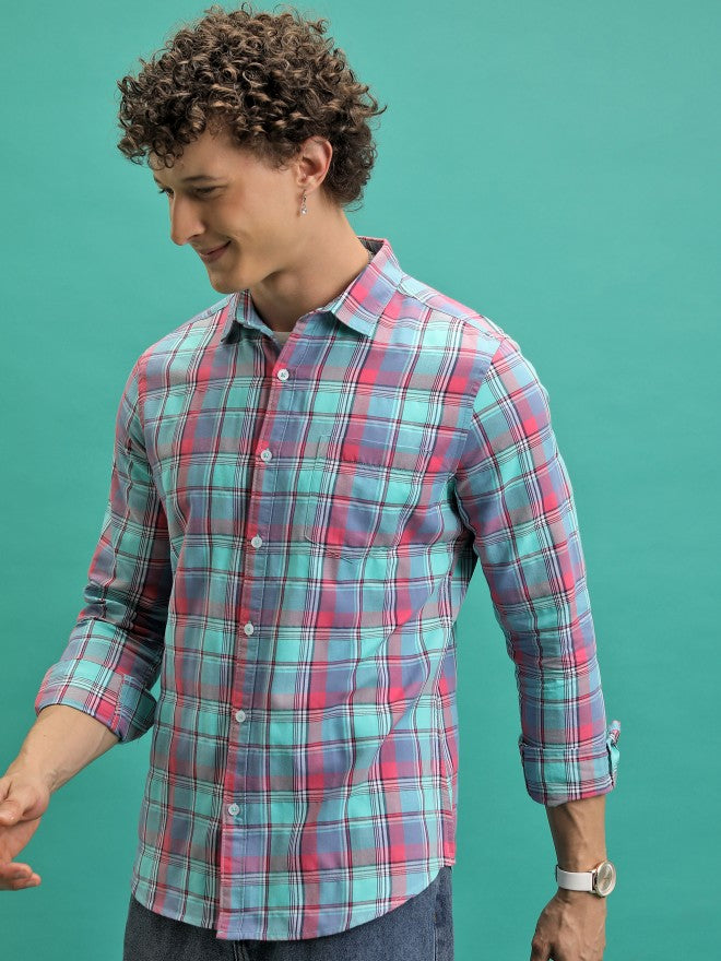 Men Checked Casual Shirt - Pink - Image 4