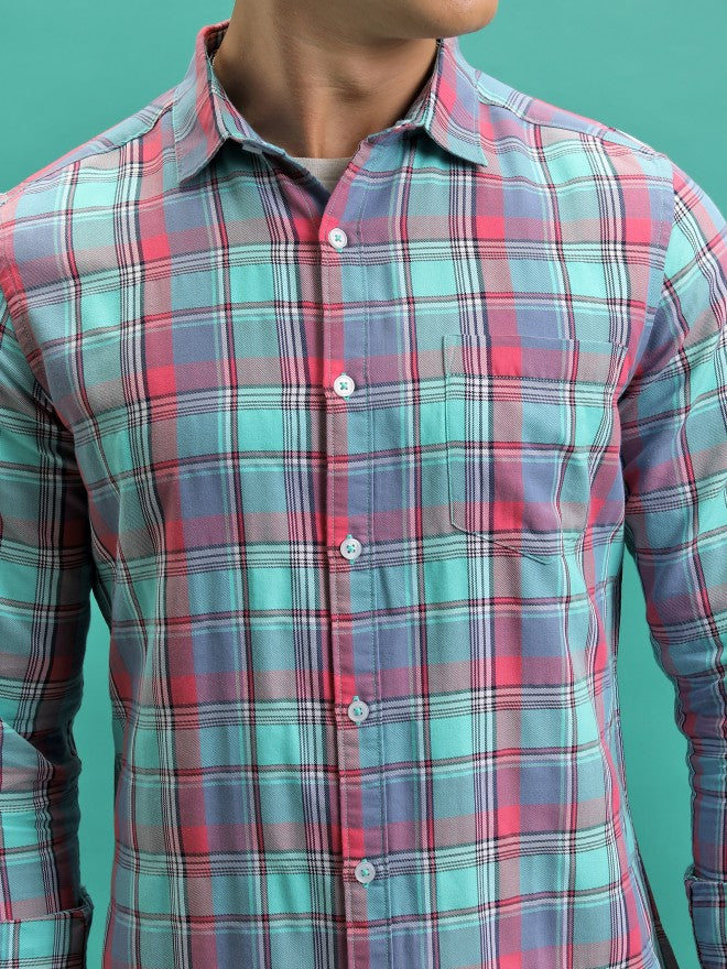 Men Checked Casual Shirt - Pink - Image 5