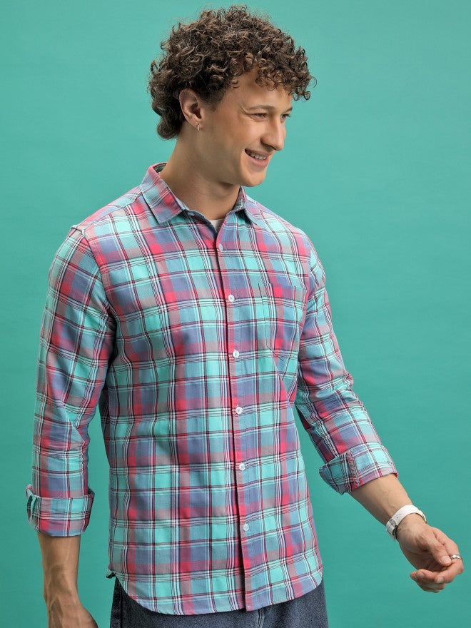 Men Checked Casual Shirt - Pink - Image 6
