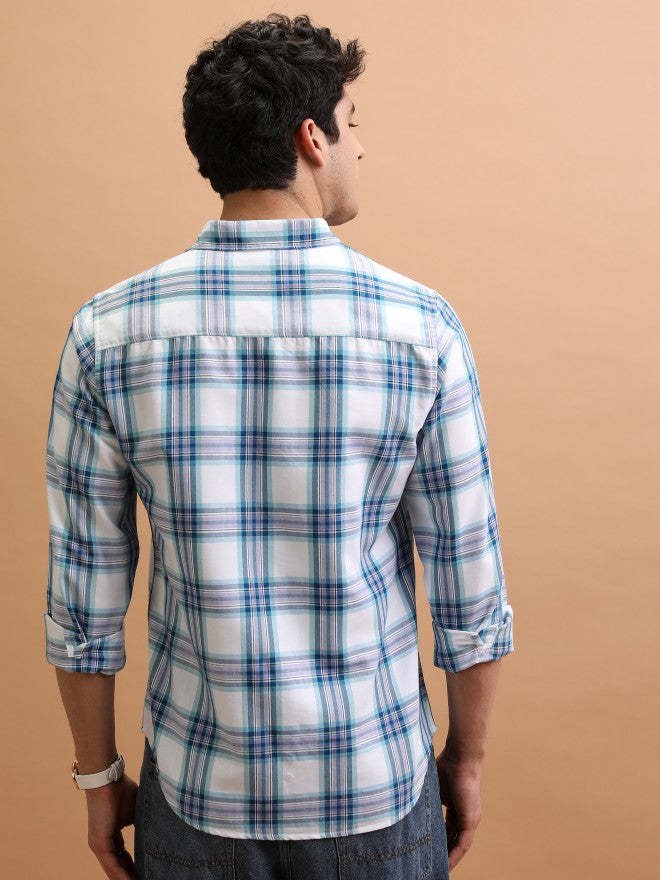 Men Checked Casual Shirt - White - Image 3