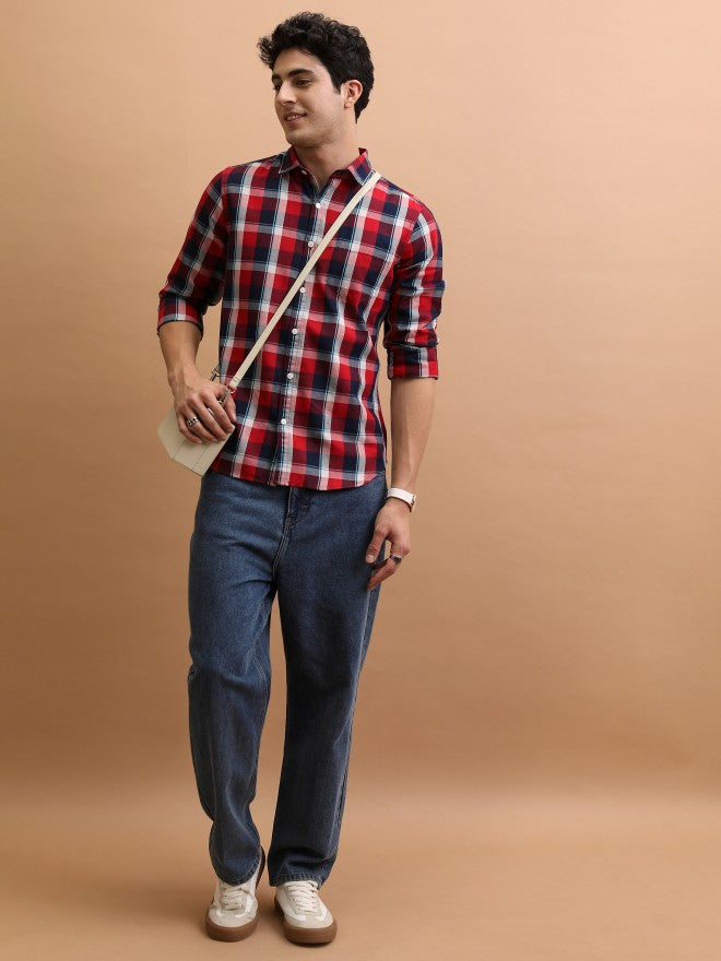 Men Checked Casual Shirt - Red - Image 2