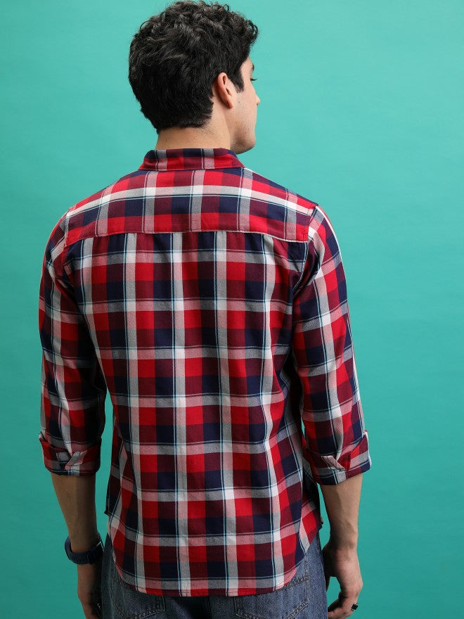 Men Checked Casual Shirt - Red - Image 3
