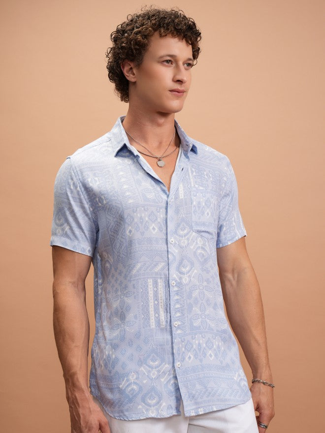 Highlander Men Purple Printed Slim Fit Casual Shirt - Purple - Image 6