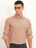 Highlander Men Orange Printed Slim Fit Casual Shirt - Orange - Image 1