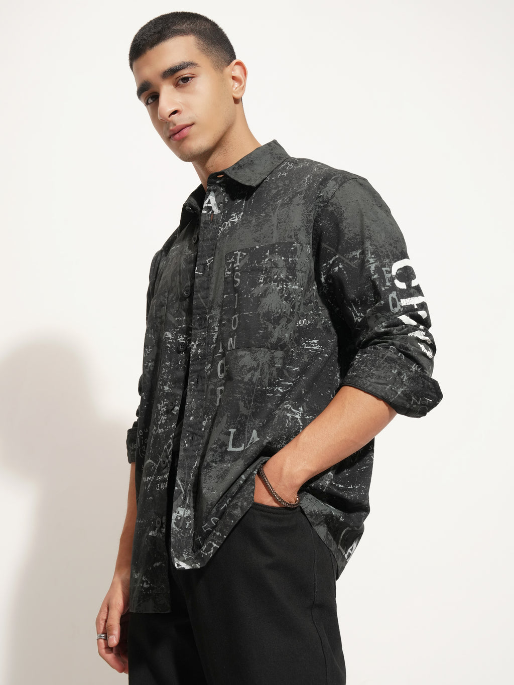 Highlander Men Black Printed Relaxed Fit Casual Shirt - Black - Image 4