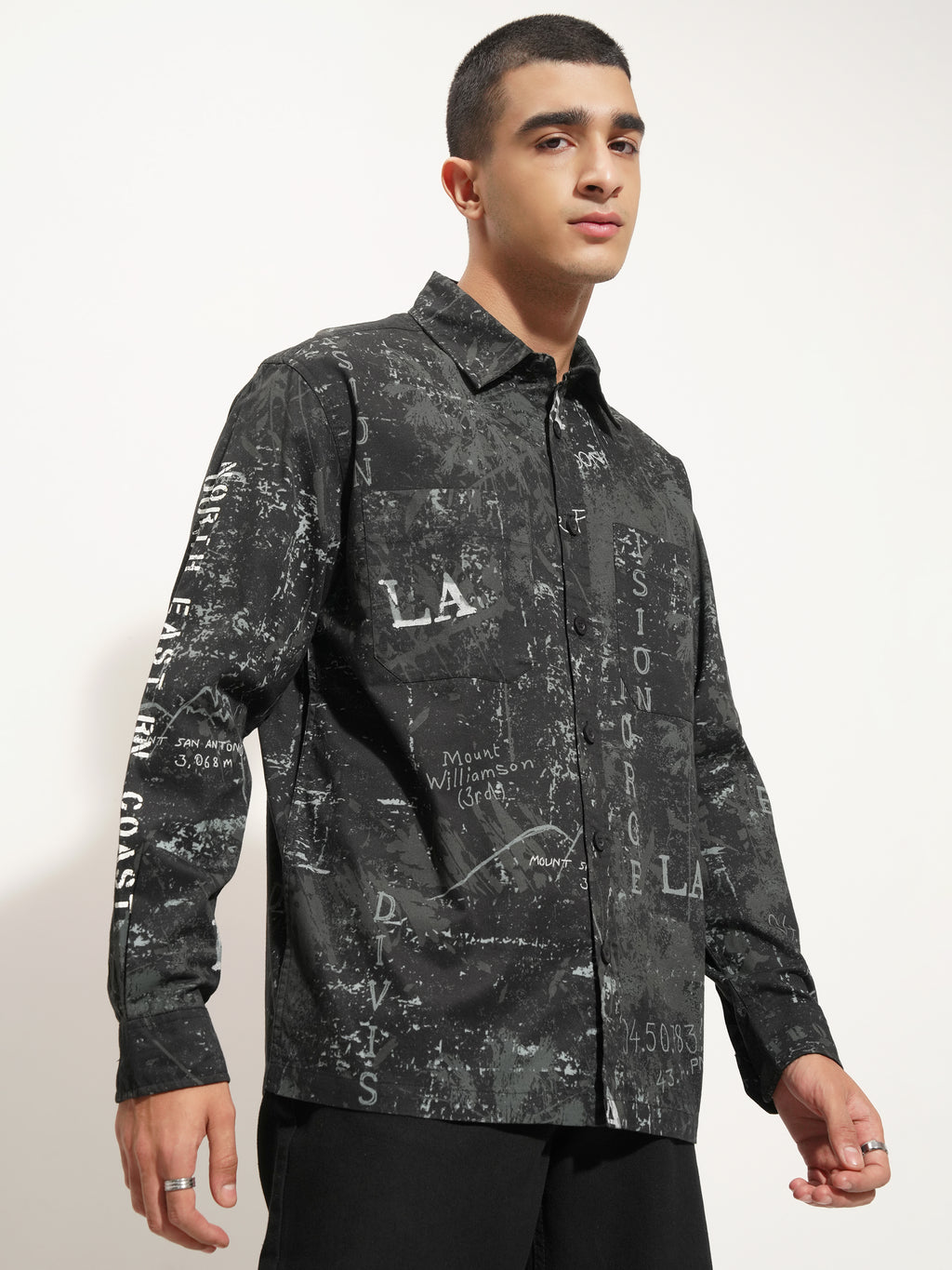 Highlander Men Black Printed Relaxed Fit Casual Shirt - Black - Image 6