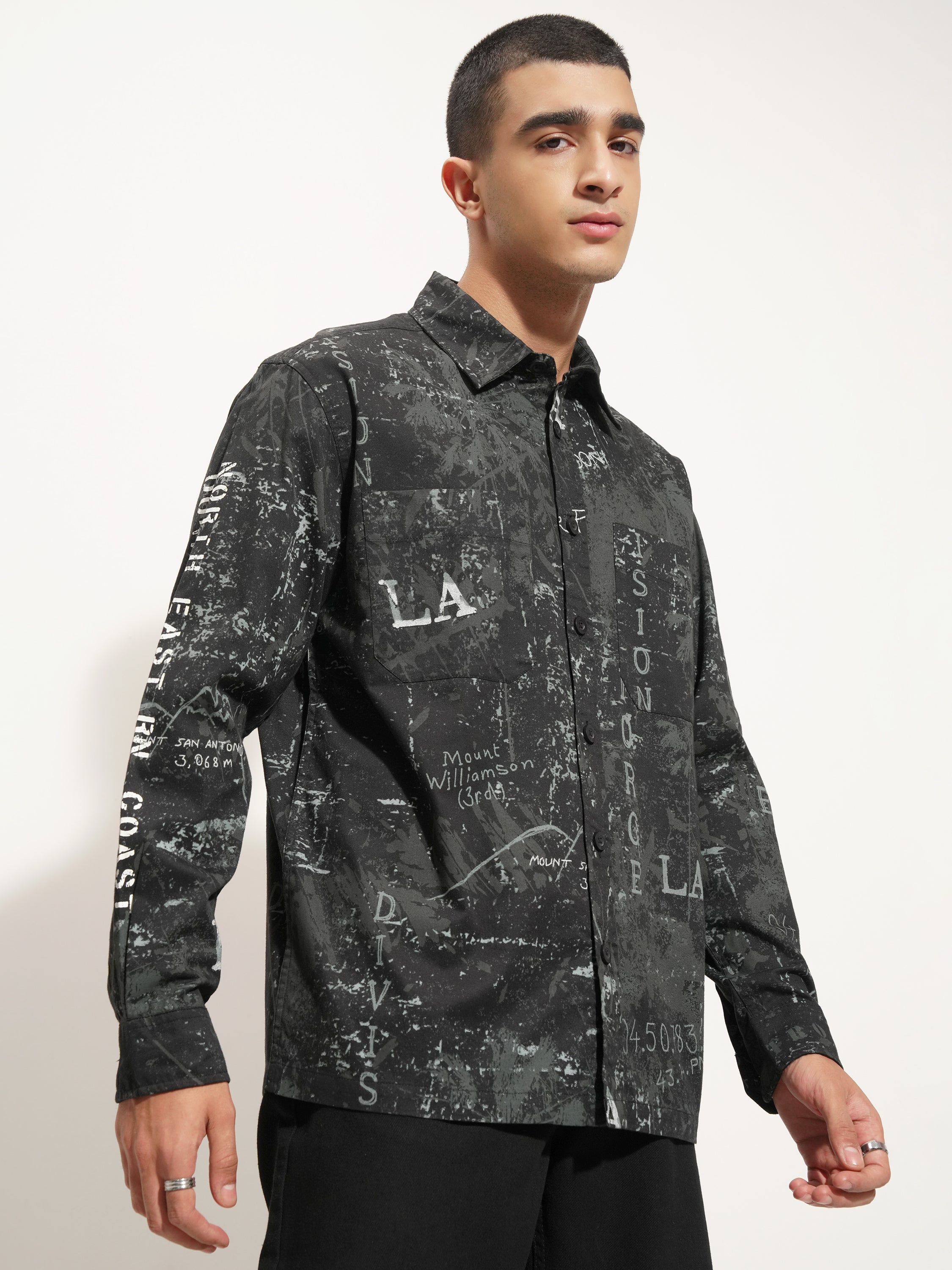 Highlander Men Black Printed Relaxed Fit Casual Shirt - Black - Image 6