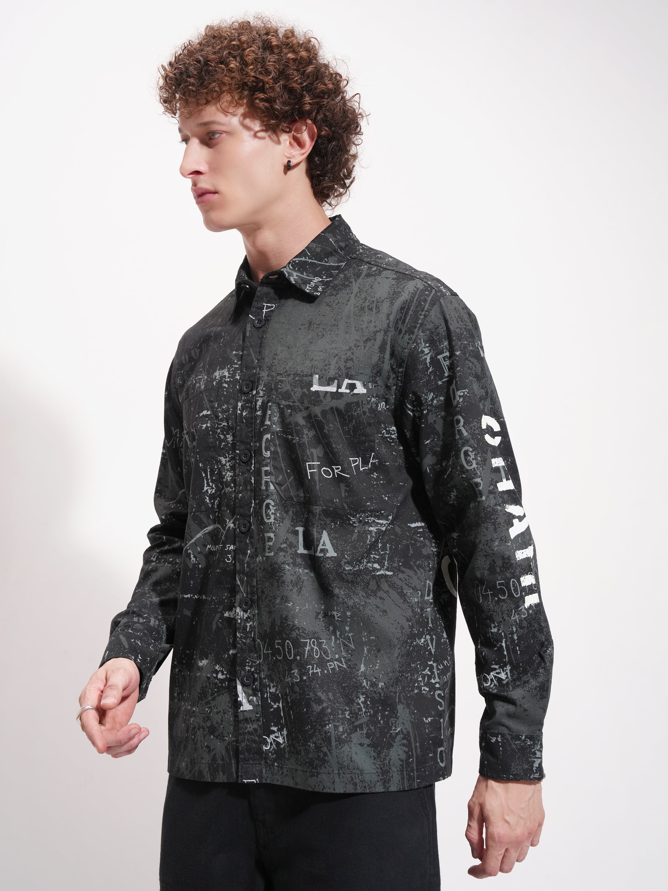 Highlander Men Black Printed Relaxed Fit Casual Shirt - Black - Image 4