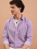 Highlander Men Purple Printed Slim Fit Casual Shirt - Purple - Image 1