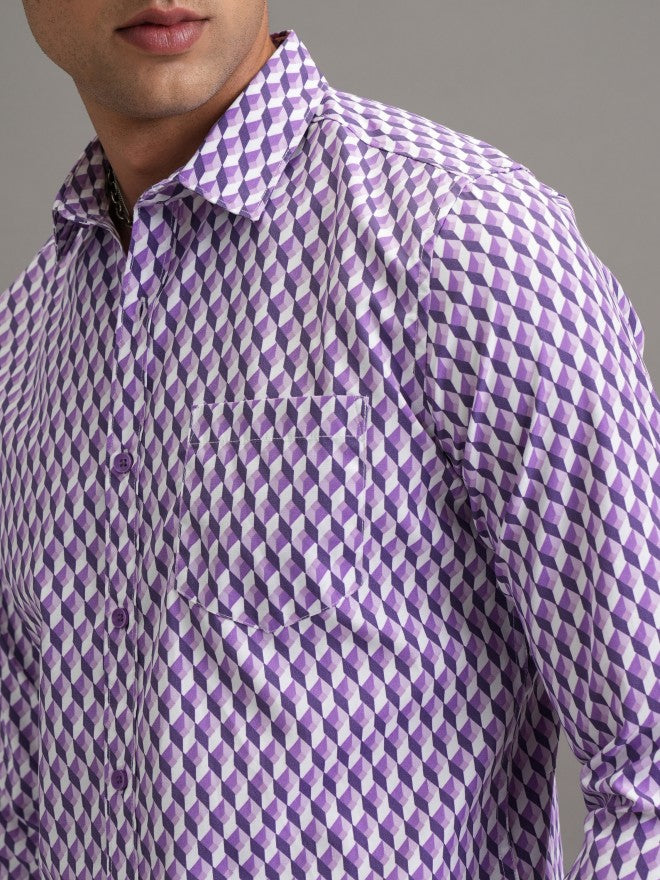 Highlander Men Purple Printed Slim Fit Casual Shirt - Purple - Image 5