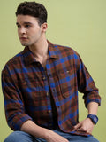 Highlander Men Brown Checked Regular Fit Casual Shirt - Brown - Image 1